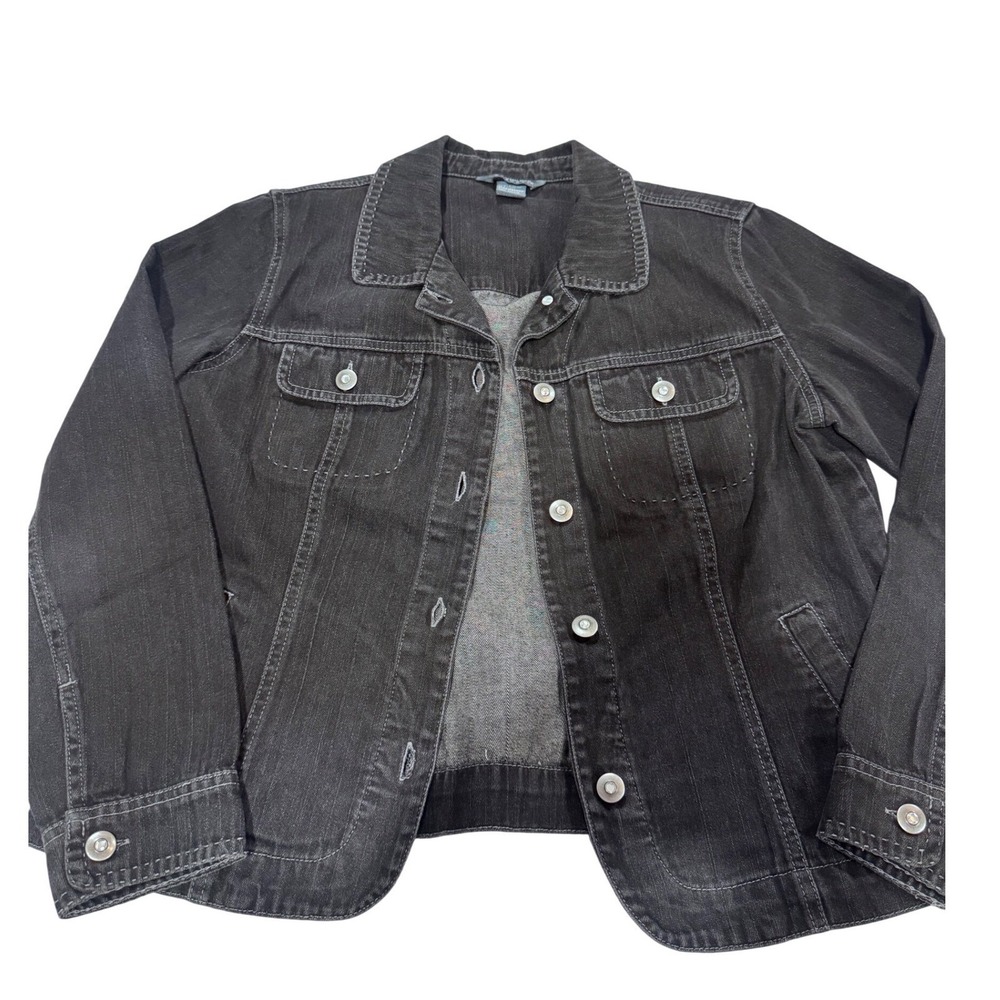 City Blues by Koret Denim Jacket Petite 10P Black Gray Stretch Jean Jacket